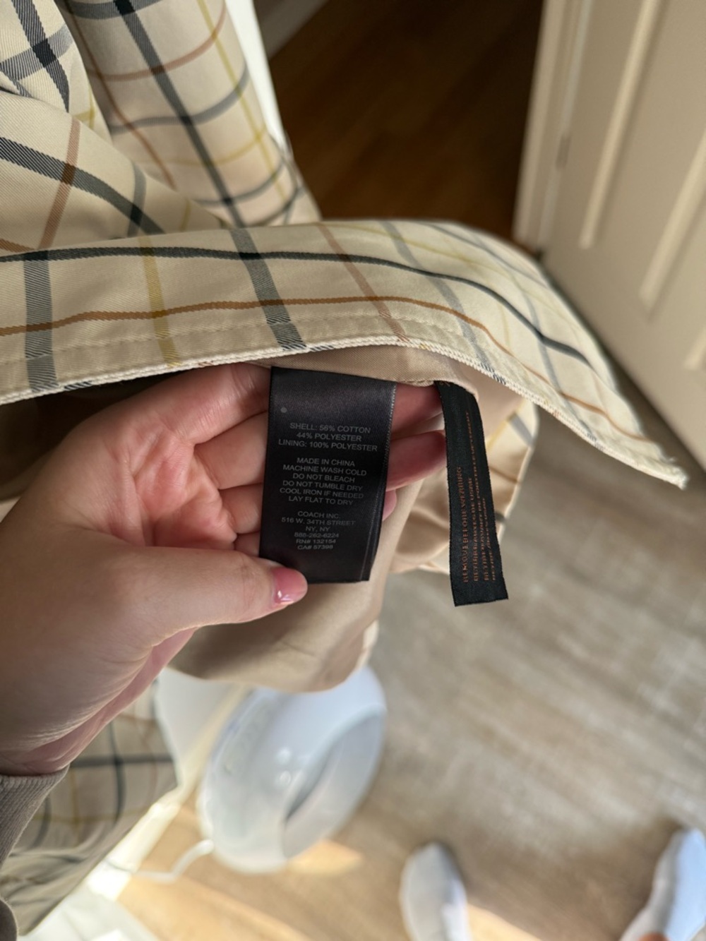 Coach F83728 Tattersall Plaid Belted Short Trench Coat - Picture 10 of 11